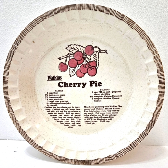 Vintage Watkins Cherry Pie Recipe Baking Plate - Picture 4 of 11